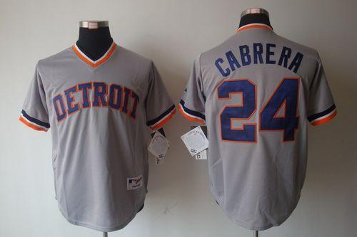 Tigers #24 Miguel Cabrera Grey 1970's Turn Back The Clock Stitched MLB Jersey - Click Image to Close